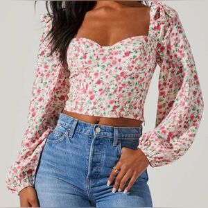 🔥 Closet Sale! Astr Floral Print Blouse in Pink and Green
